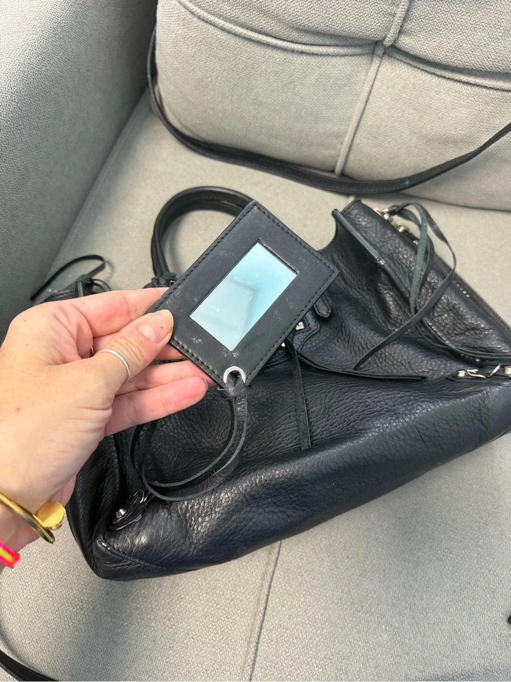 Balenciaga Black Leather Double-Handle Shoulder Bag
